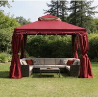 Shatchi Red Gazebo with Nets Aluminium Frame & Powder coated Steel Roof, 3x4x2.75m