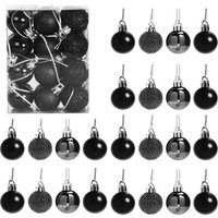 30mm 12Pcs Christmas Baubles Shatterproof Black Tree Decorations