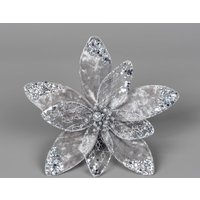 Shatchi 20cm Silver Poinsettia Poinsettia Flower - Christmas Tree Decoration