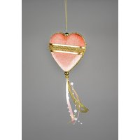 Shatchi Pink Heart Decoration 11x26cm - Christmas Hanging Decoration | Size: 11x26 cm