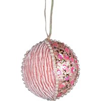 7cm Baby Pink Christmas Hanging Bauble Decoration With Sturdy Hanging Loop For Trees, Wreaths And Garlands