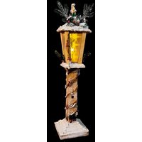 85cm Wooden Lamppost Warm Rotating Star LEDs Snow Covered Lantern Indoor Christmas Decorations Wood Brown Gold