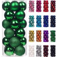 30mm 12Pcs Christmas Baubles Shatterproof Dark Green Tree Decorations