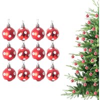 Shatchi Christmas 3cm Bauble Polka Dots Tree Hanging Decoration Festive Sparkle 12pcs OR 24 pcs in Red | Size: 12 Pack
