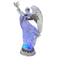 Christmas LED Light Up Angel Figure Batter Operated Swirling Glitter Water Spinner Snowglobe Acrylic Decoration