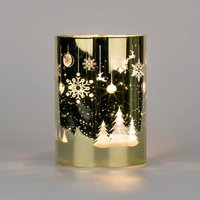 Shatchi 14cm Christmas Decorated Vase Led Gold Glass Vase / Trees