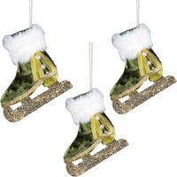 3Pcs Mini Ice Skate Boots 11x12cm Christmas Tree Hanging Decorations Festive Decorative Ornaments Fairy Tale 11x12 cm