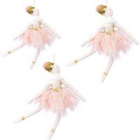 Shatchi 3Pcs Light Pink Ballerina Doll 14x20cm - Christmas Tree Ornaments Fairy Tale Themed Xmas Tree Pendant | Size: 14x20 cm