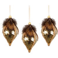 3Pcs Sequin Teardrop Bauble 14cm Christmas Tree Hanging Decoration Fairy Tale Themed