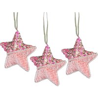 3Pcs Pink Star 12cm Christmas Tree Hanging Decorations Ornaments Fairy Tale Themed Xmas Tree Pendant