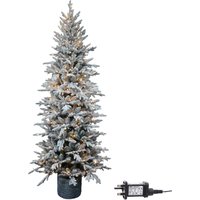 Shatchi 4Ft/1.2m Pre Lit Piedmont Pine Snow Flocked Christmas Tree with 90 Warm White LED in Grey | Size: 4ft