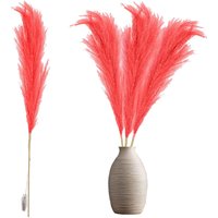 100cm Prelit Pampas Grass Warm LEDs Battery Operated Christmas Artificial Flowers Decorations Red
