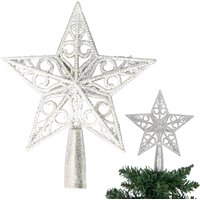 Shatchi Christmas Glitter Star Tree Topper - Sparkling Star Decoration for Xmas Tree - Elegant Christmas Home Décor in Silver
