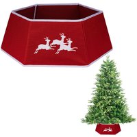Shatchi 26.8Inch Christmas Tree Skirt Foldable Burlap Xmas Tree Stand Base Cover Collar Trunk Basket Ring for Tree Decorations in Red | Size: 1 Pack