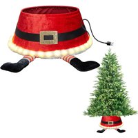 22inch LED Christmas Tree Skirt Light Up Santa Style Xmas Tree Stand Base Cover Collar Trunk Basket Ring Tree Decorations Pack