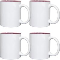 Shatchi 4-Pack 11oz 2-Tone Sublimation Mugs - Perfect for Custom Printing in White