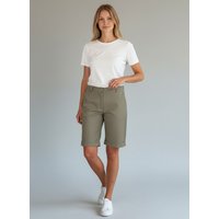 Paulo Due Women's Stretch Cuffed Bermuda Shorts in Light Khaki | Size: 16