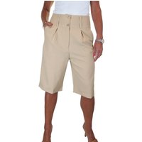Paulo Due Women's Tailored Wide Leg Knee Shorts in Beige | Size: 18