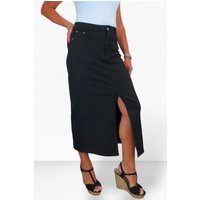 Front Split Maxi Skirt Stretch Twill