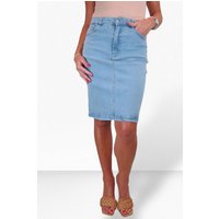 Knee Length Denim Skirt Pale