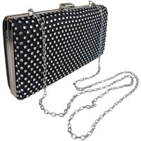 Paulo Due Women's Diamante Lattice Clutch Bag in Black
