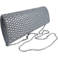 Paulo Due Women's Diamante Tube Clutch Bag in Silver