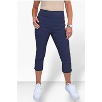 Paulo Due Women's Slim Leg Elastic Waist Cropped Trousers in Navy | Size: 18