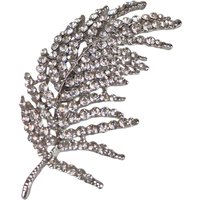 Large Feather Brooch Pin Encrusted Diamante