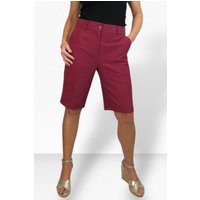 Paulo Due Women's Smart Pleated Tailored Shorts in Burgundy | Size: 22