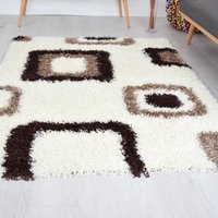Geometric Boxed Thick Shaggy Rug California cm x 110 cm