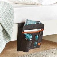 Bed Pocket Organiser Portable Felt Pocket Store Leather Trim