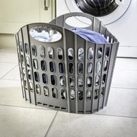 Folding Laundry Basket Space Saving Foldable Pop Up Washing Clothes Bin Carry Handles & Hinged Base Capacity