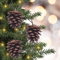 Set 12 Pinecone Christmas Tree Decorations Hanging Loop Festive Xmas Rustic Pine Cone Bauble Home Décor