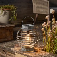 mysmartbuy Solar Powered Terra Lantern - 5 Lumen Rattan Outdoor Garden LED Light in Grey