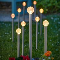 Set 10 Solar Powered Glow Ball Garden Pathway Stake Lights