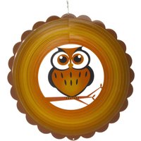 Owl Spinner 30 cm Stainless Steel Garden Spinner Owl Design Holographic Finish