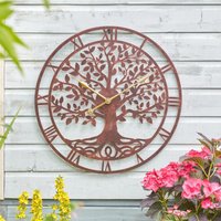 mysmartbuy 24in Tree of Life Wall Clock - Metal Clock with Bronze Finish for Outdoor Use
