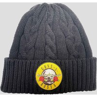 Guns N Roses Band Logo Cable Knit Beanie Hat in Black