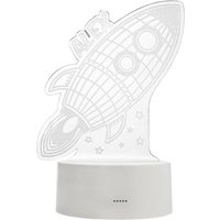 Personalised Memento Company Men's Personalised Space Rocket LED Colour Changing Wireframe Night Light in Clear