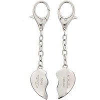 Personalised Memento Company Women's Personalised Any Message Two Hearts Keyring in Metallic Silver