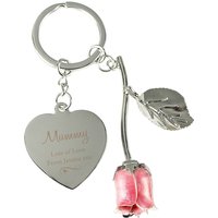 Silver Plated Swirls & Hearts Rose Keyring Metallic Silver