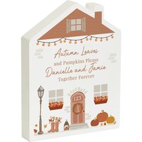 Personalised Memento Company Personalised Autumnal Wooden House Ornament in White