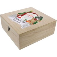 Personalised Memento Company Personalised Colourful Santa Large Wooden Christmas Eve Box in Brown