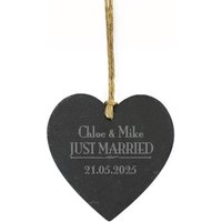 Just Married... Slate Heart Decoration