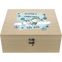 Personalised Memento Company Personalised The Snowman & the Snowdog® Large Wooden Christmas Eve Box in Brown