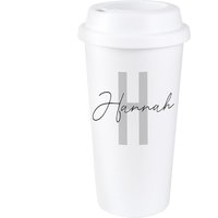 Personalised Memento Company Personalised Initial & Name Insulated Reusable Travel Cup in White