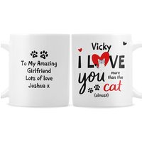 Personalised Memento Company Personalised I Love You More Than The Cat Mug in White