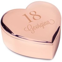 Personalised Memento Company Women's Personalised Big Age Rose Gold Heart Trinket Box in Pink