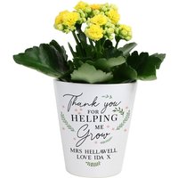 Personalised Memento Company Personalised Thank You For Helping Me Grow Plant Pot in White