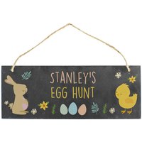 Personalised Memento Company Personalised Easter Egg Hunt Slate Hanging Sign in Black